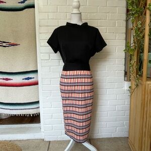 Vesper Multicolor Midi Dress Women’s Size 12 Vintage Style Designer